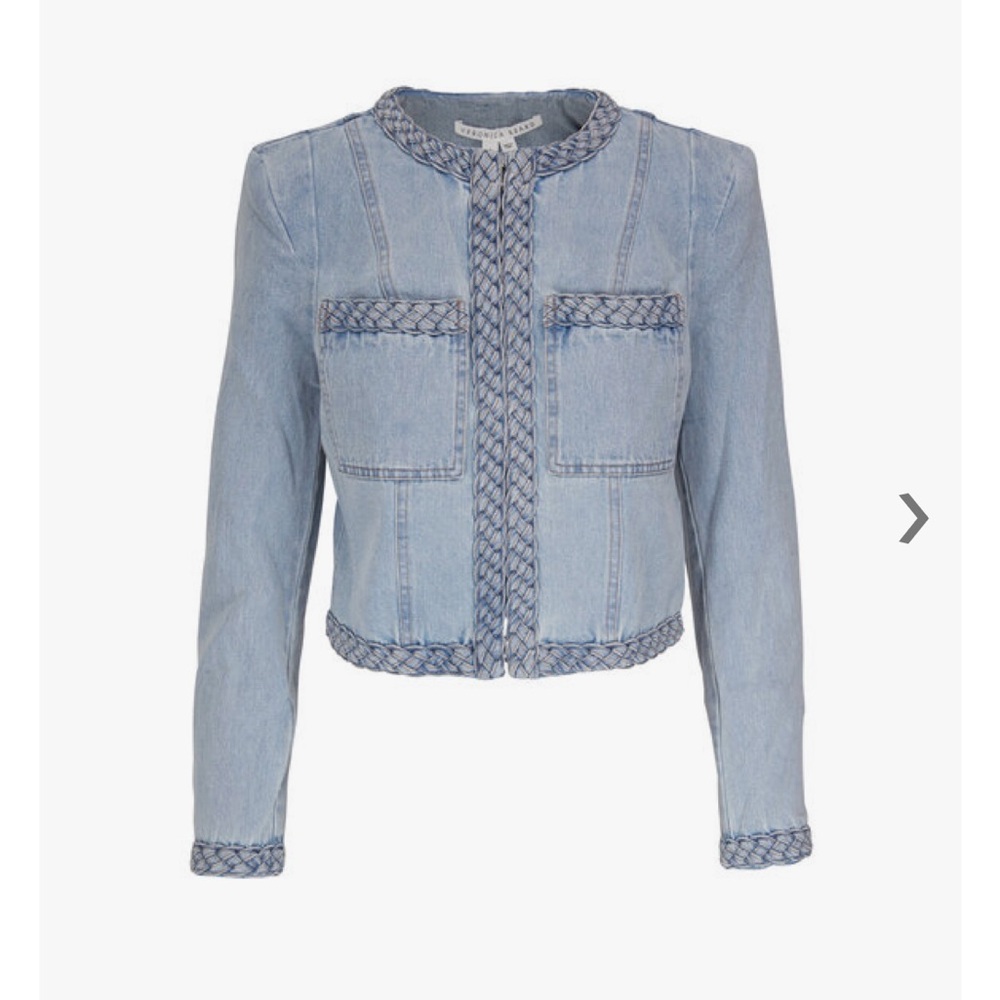 Verónica Beard Braided Denim Jacket in Light Blue